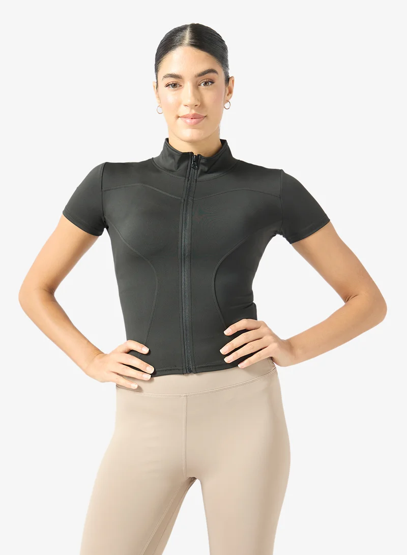 Frwd Seamless Contouring Zip Up Performance T-shirt