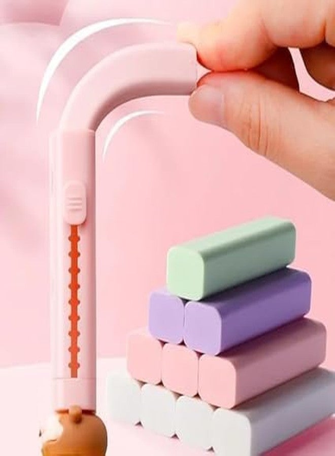 Funspark Cartoon Shaped Cute Erasers Push Pull Design Retractable Erasers Pastel Aesthetic Pencil Eraser Cute Rubber for Kids Students School Office Stationery (Blue + Pink) - Image 5