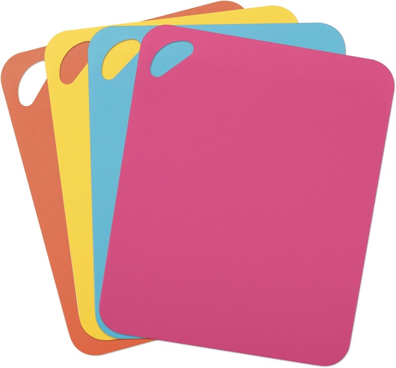 Dexas 6554PK4WP Heavy Duty Grippmat Flexible Cutting Board Set of Four, 11.5 by 14 inches, Bright Blue, Yellow, Orange and Pink - Image 1