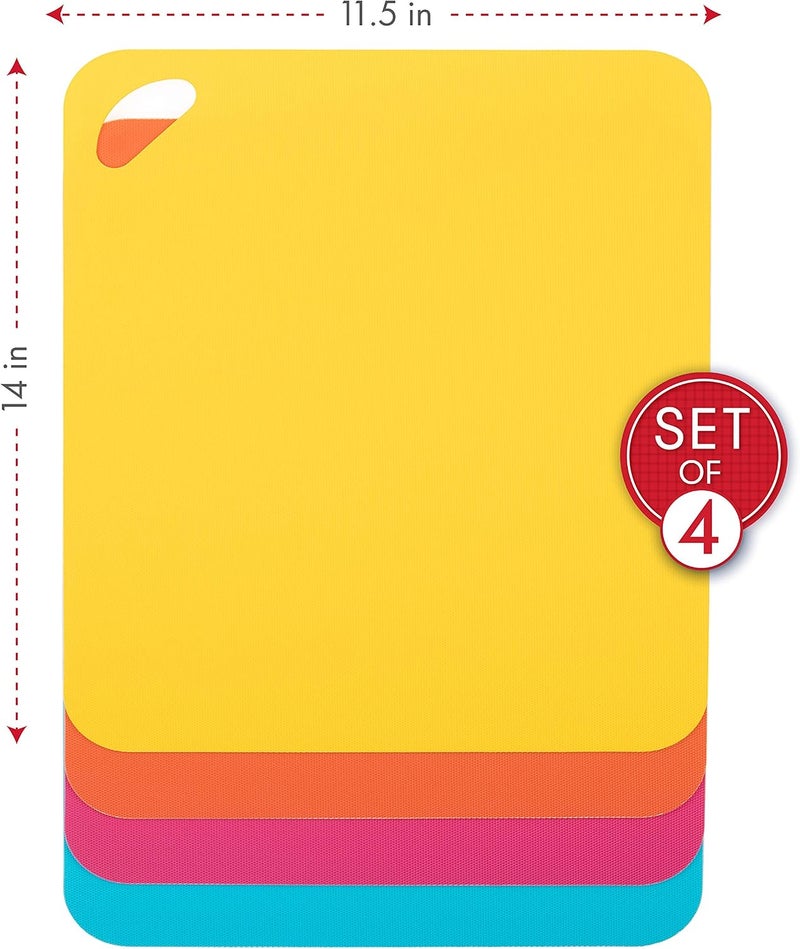 Dexas 6554PK4WP Heavy Duty Grippmat Flexible Cutting Board Set of Four, 11.5 by 14 inches, Bright Blue, Yellow, Orange and Pink - Image 3