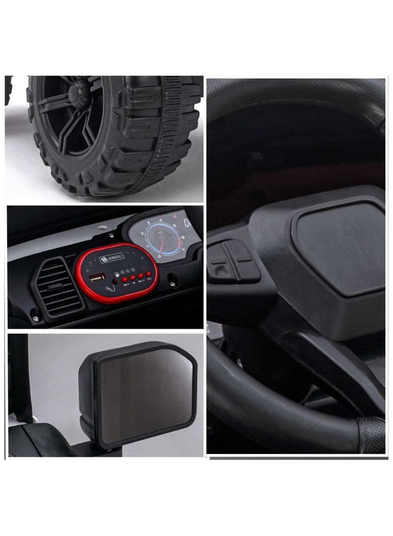 نالاندا سيارة جيب فاخرة للأطفال X6 تعمل بالبطارية | وضع تحكم مزدوج، وظيفة التأرجح، أضواء LED، موسيقى، وميزات اتصال | معتمدة من BIS مع أحزمة أمان ونوابض تعليق | ألوان متنوعة - Image 5