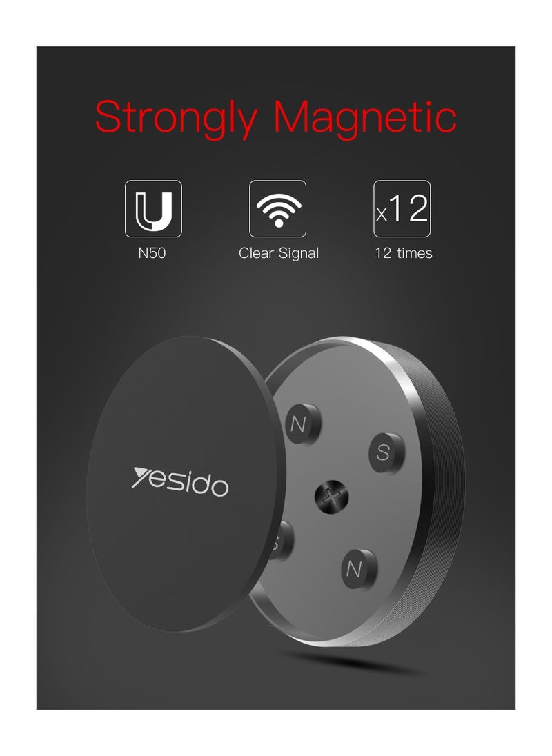 Yesido MAGNET HOLDER C38 - Magnetic holder for a small phone - very strong adhesive - rotatable - suitable for all cars and other places - black  - Image 3