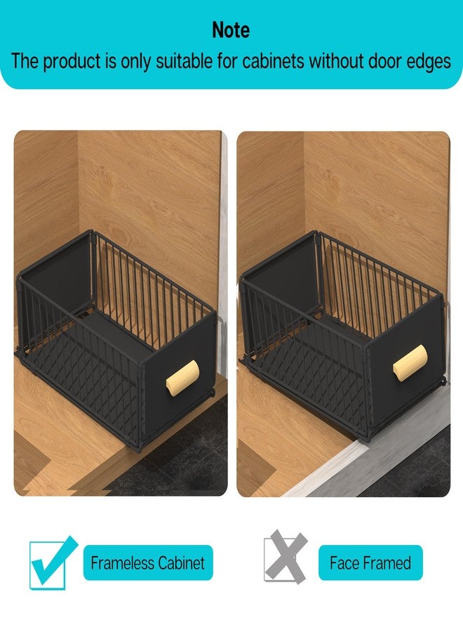 STORKING 2 Pack Pull out Cabinet Organizer Fixed with Adhesive Nano Film, Simple Pull Out Cabinet Sliding Basket, Slide Out Drawers For Kitchen Cabinets, Bathroom Pantry, 12.2W X 17.3D X6.2 H - Image 5