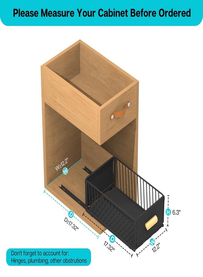 STORKING 2 Pack Pull out Cabinet Organizer Fixed with Adhesive Nano Film, Simple Pull Out Cabinet Sliding Basket, Slide Out Drawers For Kitchen Cabinets, Bathroom Pantry, 12.2W X 17.3D X6.2 H - Image 2