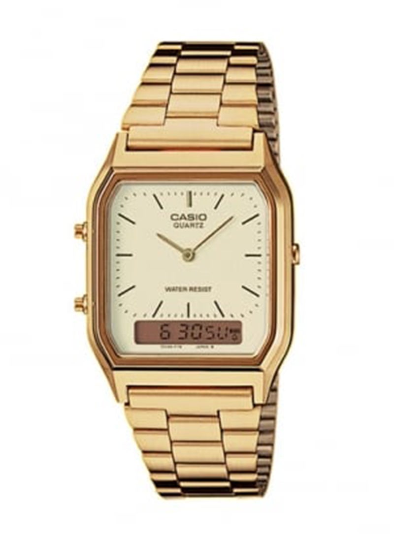 CASIO Men Water Resistant Analog & Digital Watch AQ-230GA-9DMQYE - 28 mm - Gold - Image 1