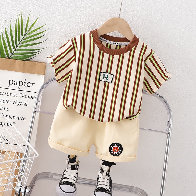 2023 Children'S Summer Children'S Wear Boys' Short-Sleeved Suit Summer Wear Little Boy'S Shorts Baby'S Summer Western Style Two-Piece Suit - Image 4