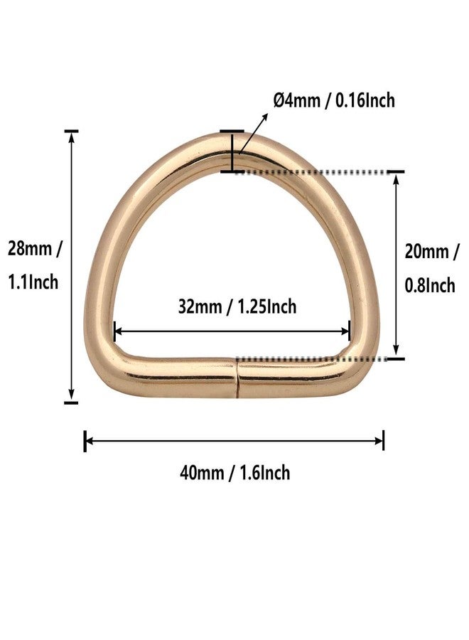 BIKICOCO Metal D-Rings Buckle, 1-1/4 Inch Non-Welded for Webbing Sewing DIY - Light Gold - Pack of 20 - Image 2
