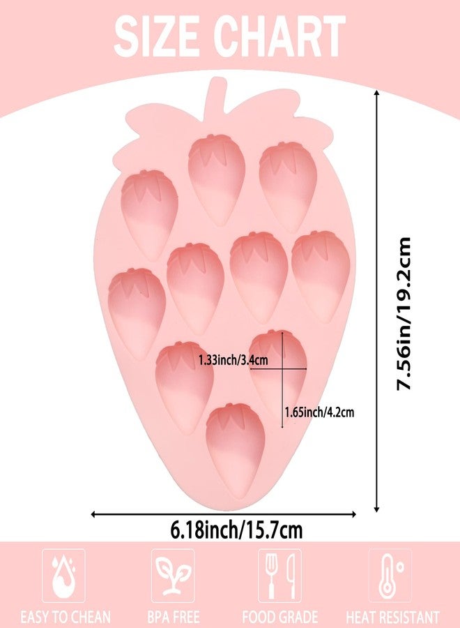 Vrthske 2PCS Strawberry Silicone Molds, Pink, 10-Cavity Strawberry Chocolate Molds for Baking Candy, Ice Cube, Candle, Soap, Cake Decoration - Image 2