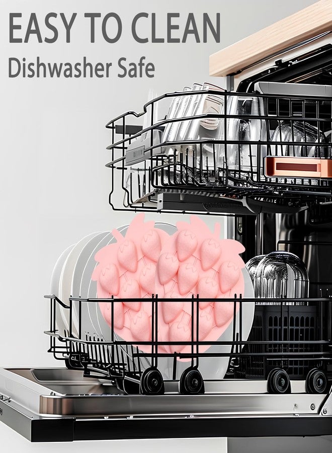Vrthske 2PCS Strawberry Silicone Molds, Pink, 10-Cavity Strawberry Chocolate Molds for Baking Candy, Ice Cube, Candle, Soap, Cake Decoration - Image 3