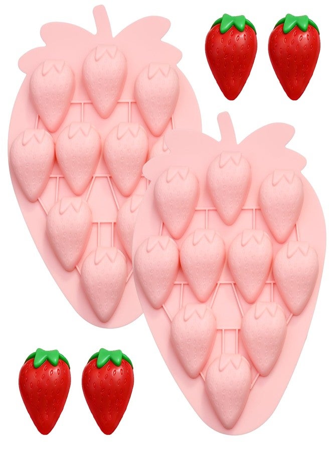 Vrthske 2PCS Strawberry Silicone Molds, Pink, 10-Cavity Strawberry Chocolate Molds for Baking Candy, Ice Cube, Candle, Soap, Cake Decoration - Image 1