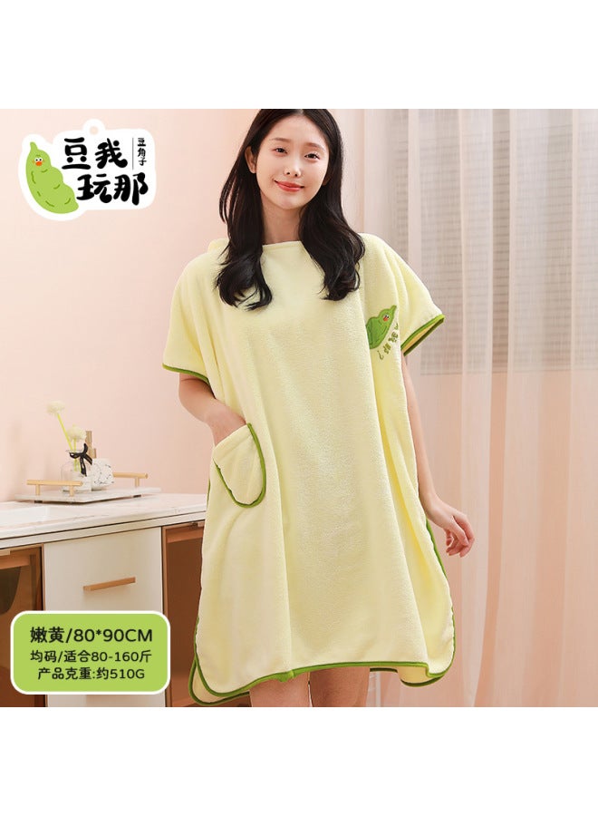 Funny Coral Fleece Hooded Bath Towel Absorbent Quick-drying Hair-free Bathrobe Wearing Cape Home Warm Bathrobe