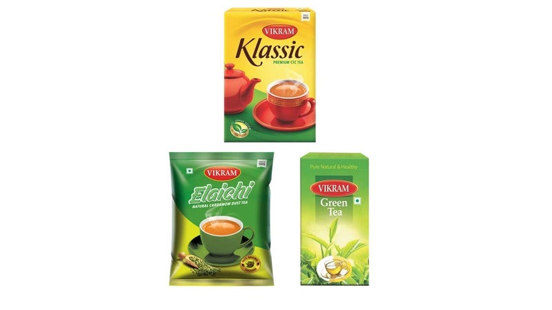 Vikram Tea Combo | Klassic Premium CTC Tea 500g, Elaichi Tea 250g, & Green Tea 100g - 850g (Pack of 3) - Image 1