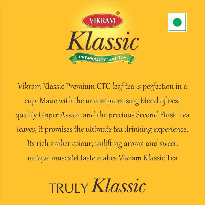 Vikram Tea Combo | Klassic Premium CTC Tea 500g, Elaichi Tea 250g, & Green Tea 100g - 850g (Pack of 3) - Image 2