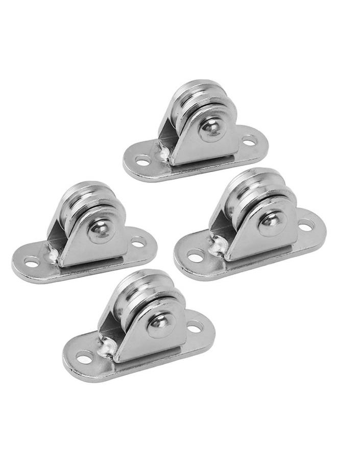 Thoraya - Small Pulley Block Stainless Steel Silent Pulley Roller Wall Mounted Fixed Pulley for DIY Equipment Wire Rope Rail Sliding Gate 4PCS - Image 1