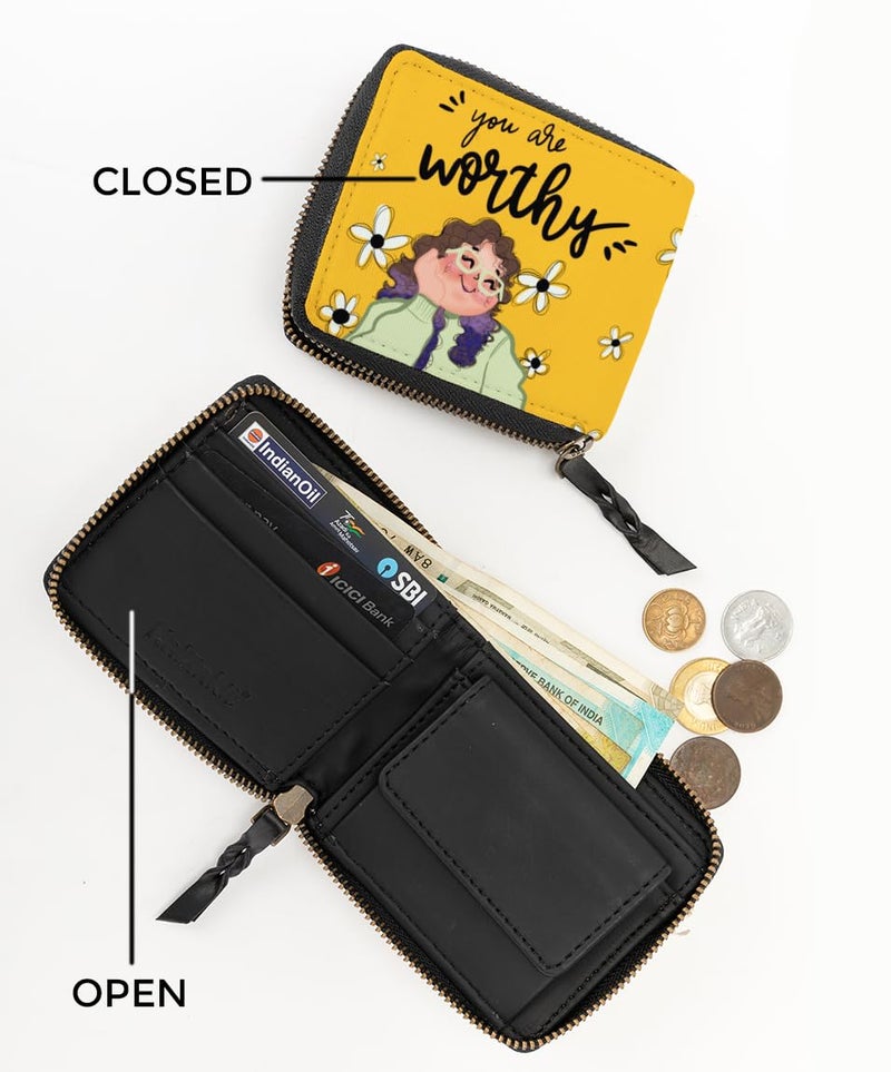 Kalankit Round Sling Bag & Wallet Combo for Girls | Handmade Vegan Leather Crossbody & Mini Wallet Set | Valentine’s & Birthday Gift Idea for Her & Friends | You Are Worthy - Image 4