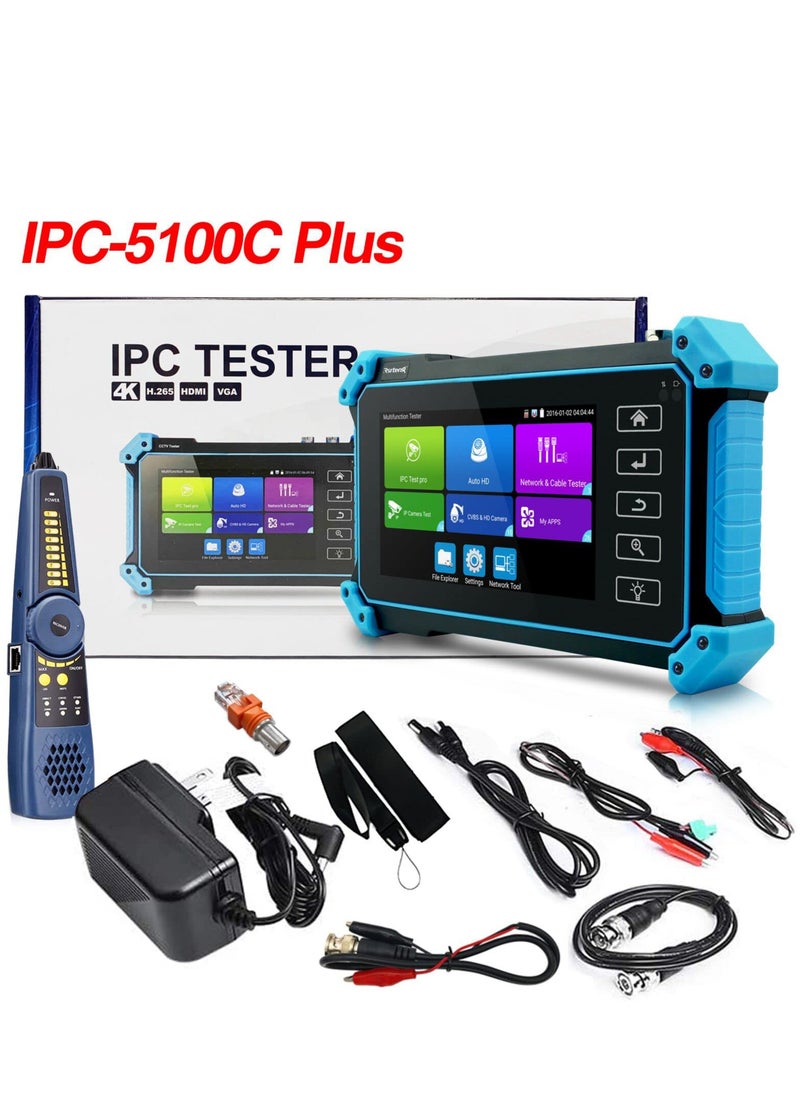 KASTWAVE - 8MP IP Camera Tester with Cable Tracer, IPC-5100C Plus AHD CVI TVI CVBS IP Camera Test 4K HD Display Video Monitor 5inch IPS Touch Screen IPC Tester Support POE PTZ WiFi RS485 HDMI & VGA - Image 1