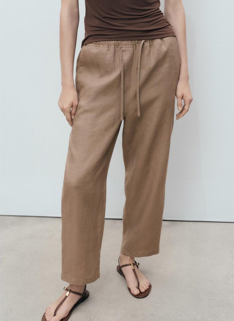 MANGO Drawstring Detailed High Waist Pants  - Image 1