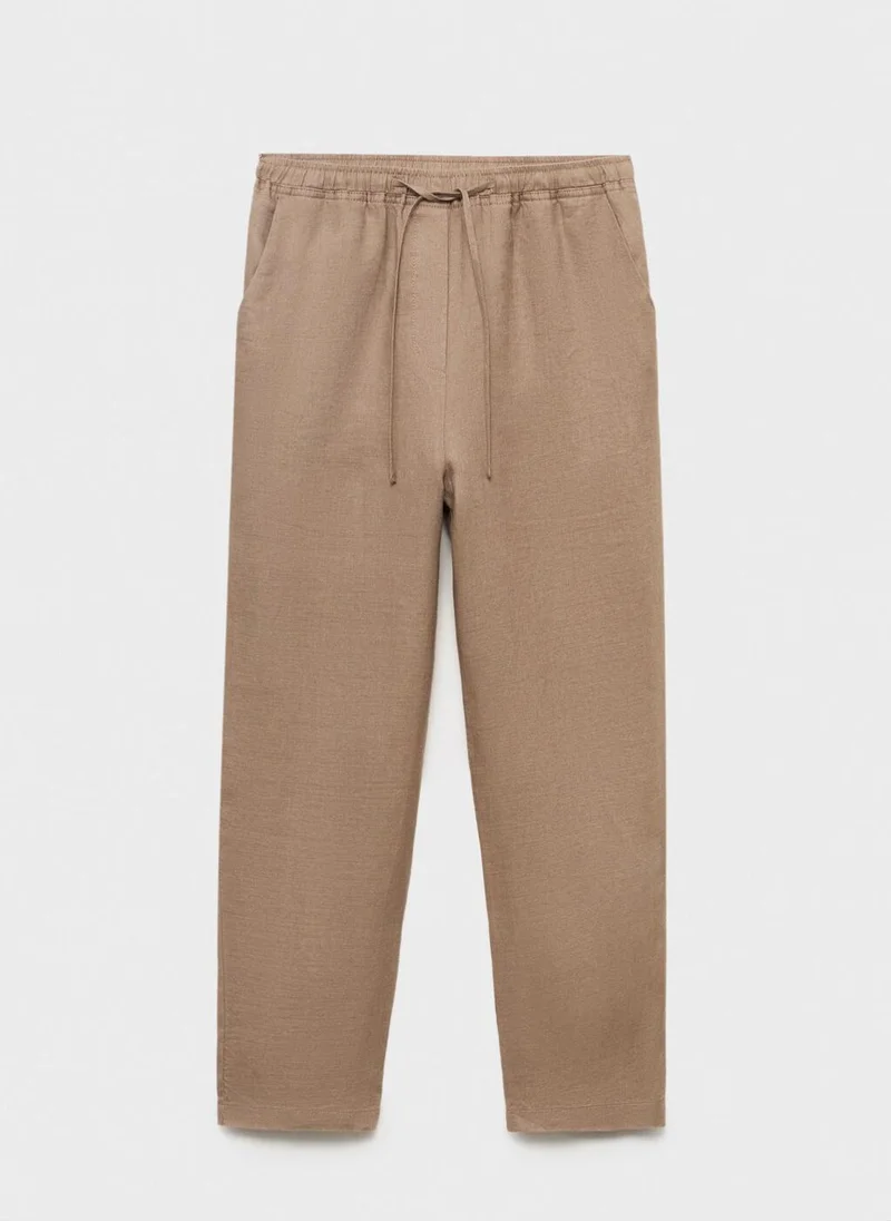 MANGO Drawstring Detailed High Waist Pants