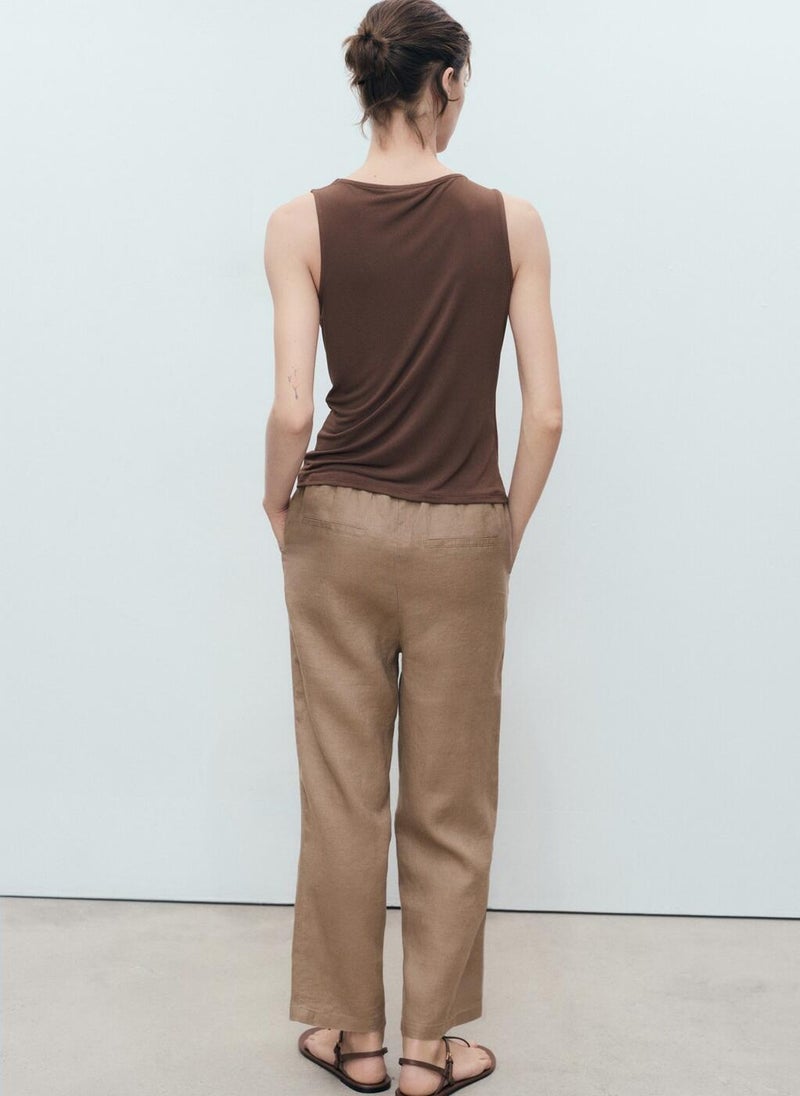 MANGO Drawstring Detailed High Waist Pants  - Image 2