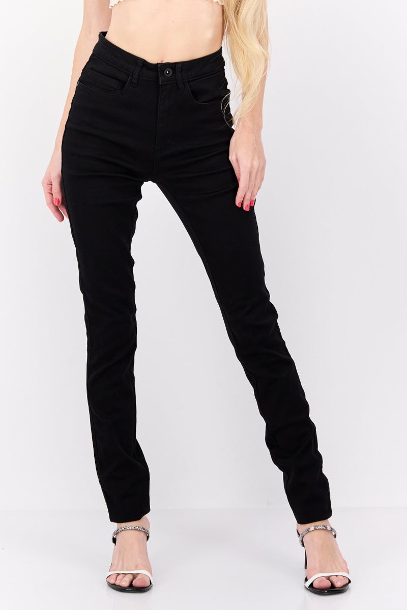 ONLY Women Regular Fit Plain Denim Jeans, Black - Image 1