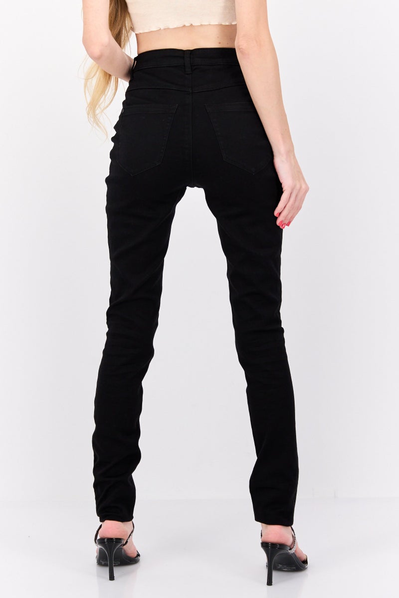 ONLY Women Regular Fit Plain Denim Jeans, Black - Image 3