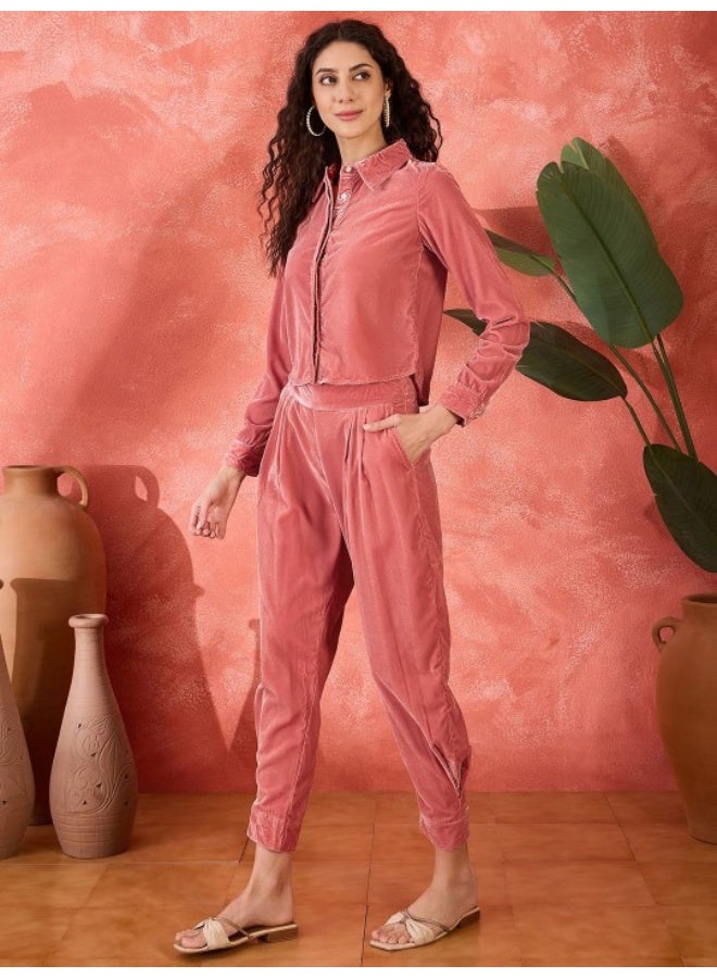 AKS Peach Velvet Cord Set  - Image 4