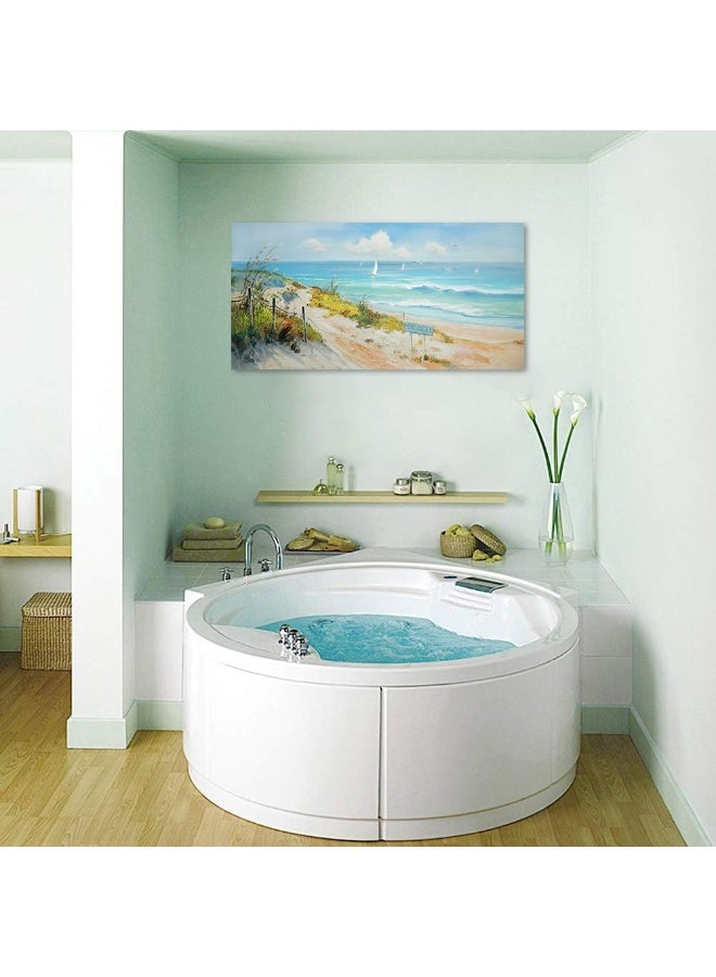 Arjun Ocean Wall Art Canvas Coastal Beach Painting Blue Landscape Sunset Picture - Image 5