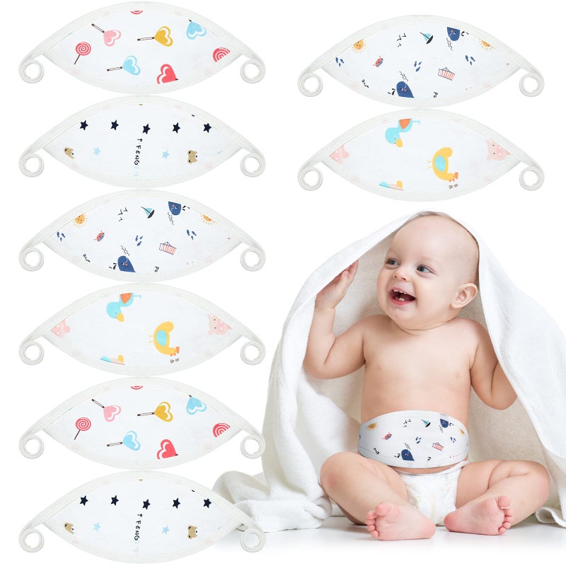 Zhanmai 8 Pcs Newborn Infant Belly Wrap Comfort Cotton Umbilical Cord Cover Band Cartoon Soft Baby Belly Band Newborn Navel Belt for Protection Abdomen Baby Boy Girl Gifts 012 Months 4 Styles Cute