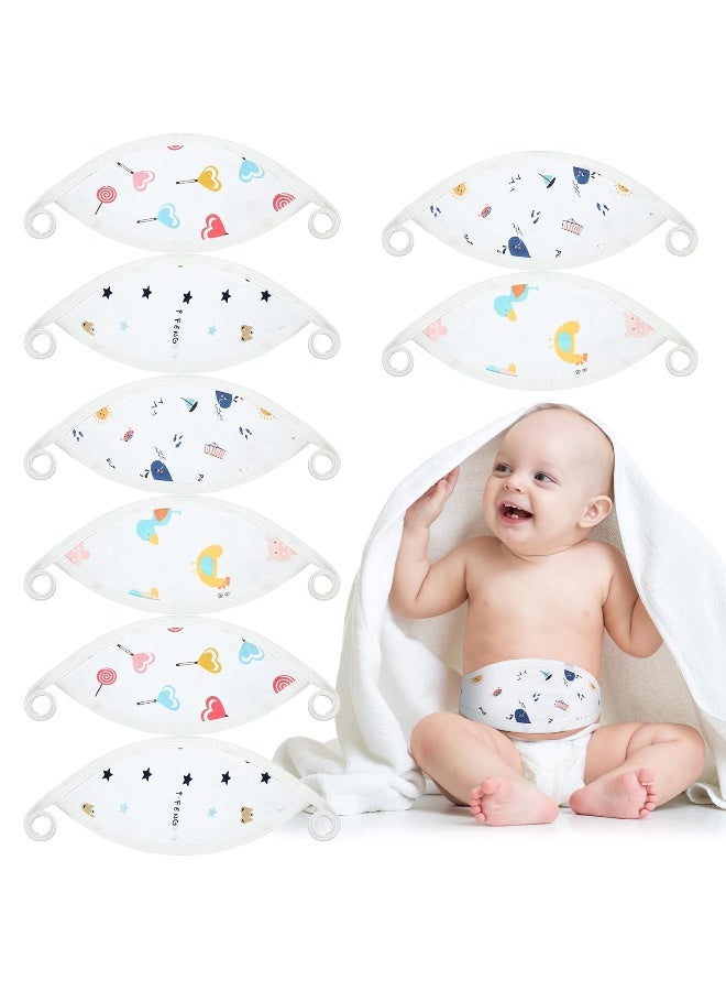Zhanmai 8 Pcs Newborn Infant Belly Wrap Comfort Cotton Umbilical Cord Cover Band Cartoon Soft Baby Belly Band Newborn Navel Belt for Protection Abdomen Baby Boy Girl Gifts 0-12 Months, 4 Styles (Cute) - Image 1