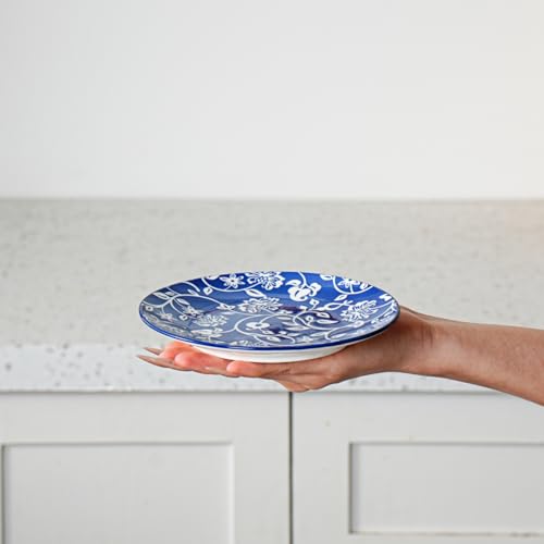 Cerkik Ceramic Dessert Plates Set 6 Inch Mini Appetizer Plates for Kitchen Small Salad Plate for Cake Snacks Side Dish Microwave Dishwasher Safe Gift Vintage Blue - Image 3