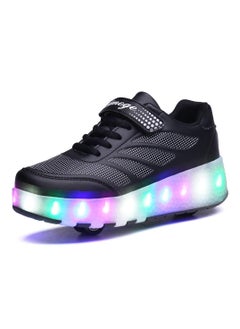 Generic Roller Skates Shoes Light Shoes Girls Boys Double Roller Shoes Kids Outdoor Luminous Shoes for Kids - Black  - Image 1