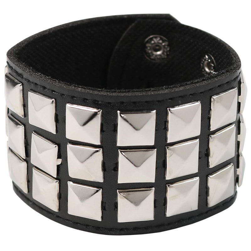 Skeleteen Punk Leather Stud Bracelet - Leather Cuff Biker Bracelet with Studs for Men, Women and Kids - Image 1