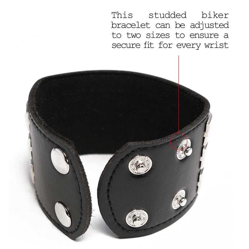 Skeleteen Punk Leather Stud Bracelet - Leather Cuff Biker Bracelet with Studs for Men, Women and Kids - Image 5
