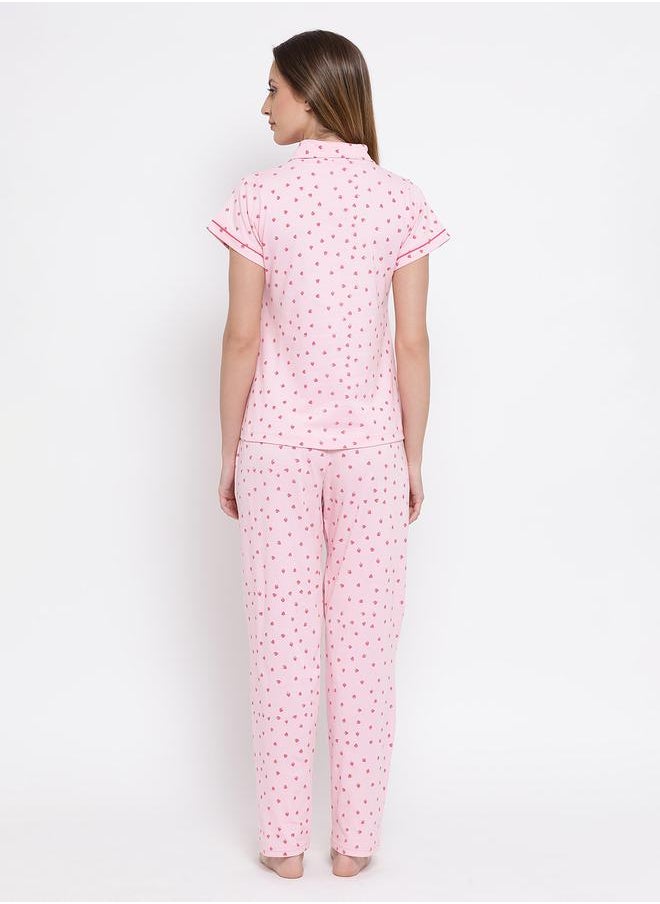 Clovia Strawberry Print Button Down Shirt & Pyjama Set by Styli  - Image 5