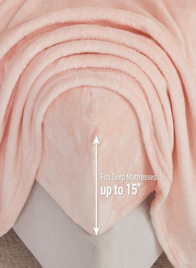 Viviland Plush Micro Fleece Bed Sheet Set - Soft Fuzzy Polar Fleece Velour Velvet Sheets - Extra Warm Winter Fleece Bed Sheets with Deep Pocket - Pink - King - Image 3