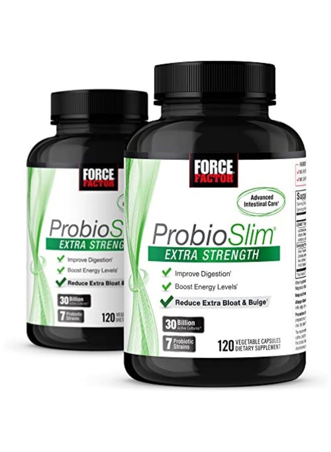 Force Factor ProbioSlim Extra Strength, Probiotic Supplement for Women and Men with 30 Billion CFUs and Green Tea Extract for Gut Health Support, Bloating and Gas Relief, 120 Count (Pack of 2) - Image 1