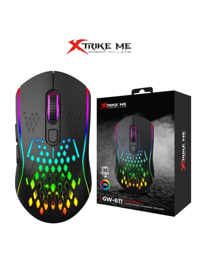 XTRIKE ME ماوس ألعاب مزدوج الوضع GW-611 مع وظيفة إضاءة خلفية RGB - Image 2