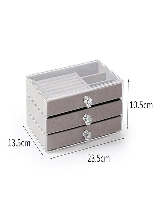 DHARNIX 3-Layer Acrylic Jewellery Storage Box with 3 Drawers | Transparent Organizer for Rings, Earrings, Necklaces, Bracelets & Watches | Clear Jewellery Box for Women & Girls - Image 2