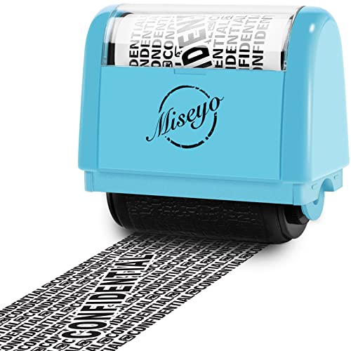 Miseyo Wide Roller Stamp Identity Theft Stamp 1.5 Inch Perfect for Privacy Protection - Blue - Image 1