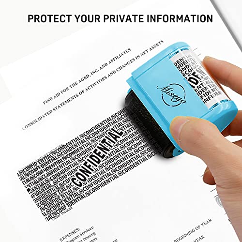 Miseyo Wide Roller Stamp Identity Theft Stamp 1.5 Inch Perfect for Privacy Protection - Blue - Image 3