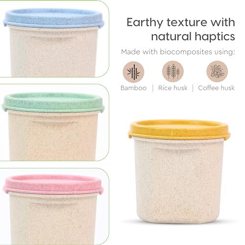 Eha Earth Friendly Storage Containers For Kitchen With Lid | Containers Set of 4 | 350 ml | Made with Rice Husk | Microwave Safe & Fridge Storage Boxes | Storage Box For Kitchen | Multi-Light - Image 5