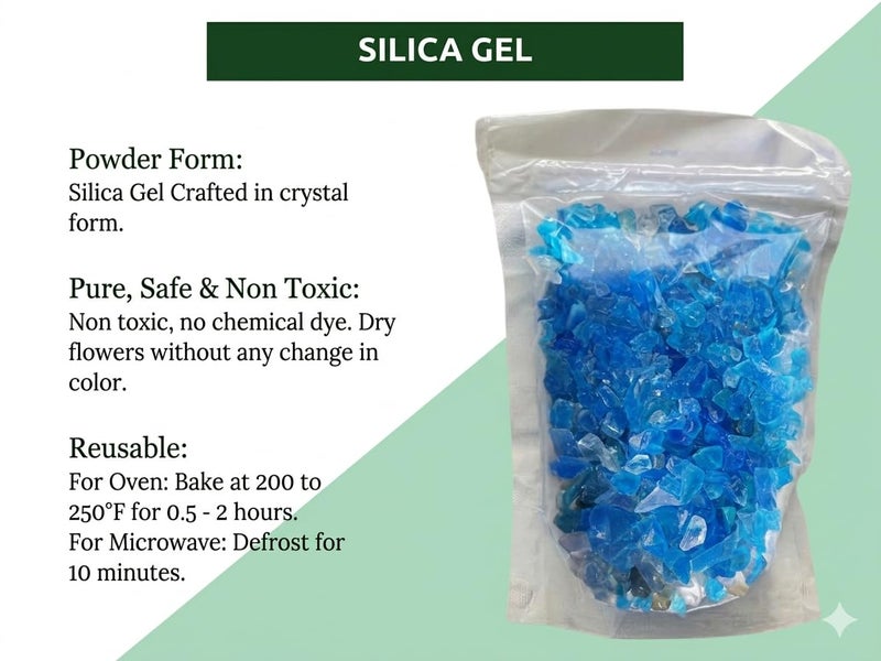 R H LIFESTYLE Blue Silica Gel for Drying Flowers for Resin Art Desiccant Crystals Resin Flower Preservation Kit Moisture Absorber Silica 250 Grams - Image 3
