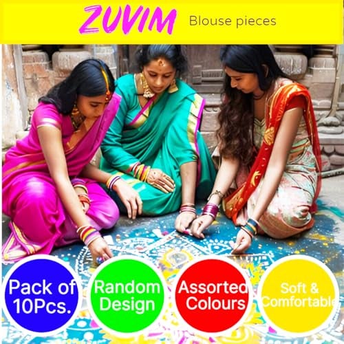 Zuvim Multi-Colors Unstiched Blouse Piece Material 1 Meter Each (110x80 cm) Pack of 10 - Image 3