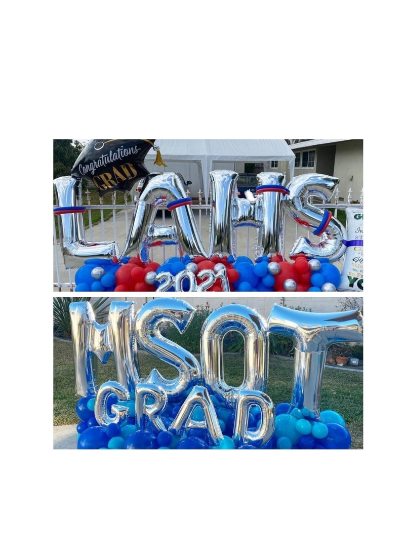 Party with Emma Silver Letter A to Z Balloons 32 inch Large Alphabet Balloons Silver Helium Foil Letter Balloon Banner for Birthday Party Anniversary Wedding Decoration (Silver-E)  - Image 4