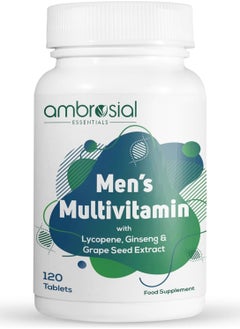 Ambrosial Men's Multivitamin with Lycopene, Ginseng & Grape Seed Extract  (Pack of 1-120 Tablets)