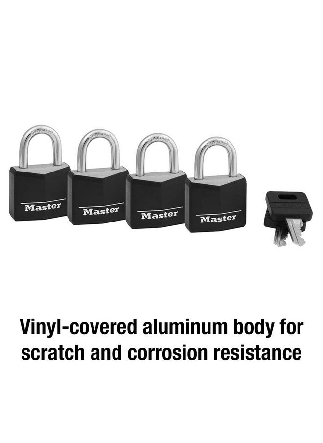 Master Lock Master Lock Black Outdoor Key Lock, Standard Weather Resistant Padlock with Cover, Keyed Alike Padlocks for Lockers, Fences, Sheds, or Other Equipment, 4 Pack, 131Q  - Image 3