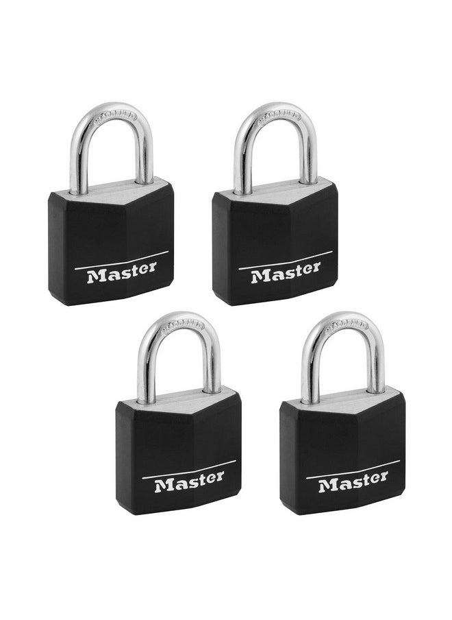 Master Lock Master Lock Black Outdoor Key Lock, Standard Weather Resistant Padlock with Cover, Keyed Alike Padlocks for Lockers, Fences, Sheds, or Other Equipment, 4 Pack, 131Q  - Image 1