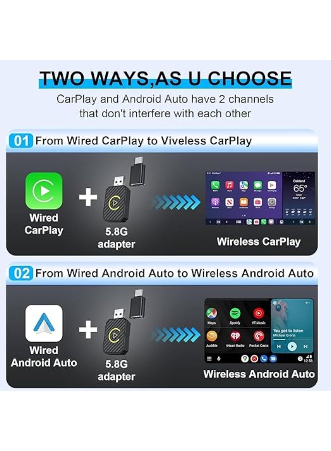 Mini Wireless Android Auto & CarPlay Adapter - Fast Stable Connection USB Stick - Dual Compatibility & Zero Delay - Image 2
