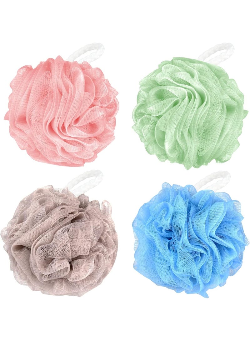 Shower Loofah Bath Sponge, 75G Loofah Exfoliating Body Scrubber, 4 Color Mesh Shower Pouf Balls for Body Wash (4 Pack) - Image 1