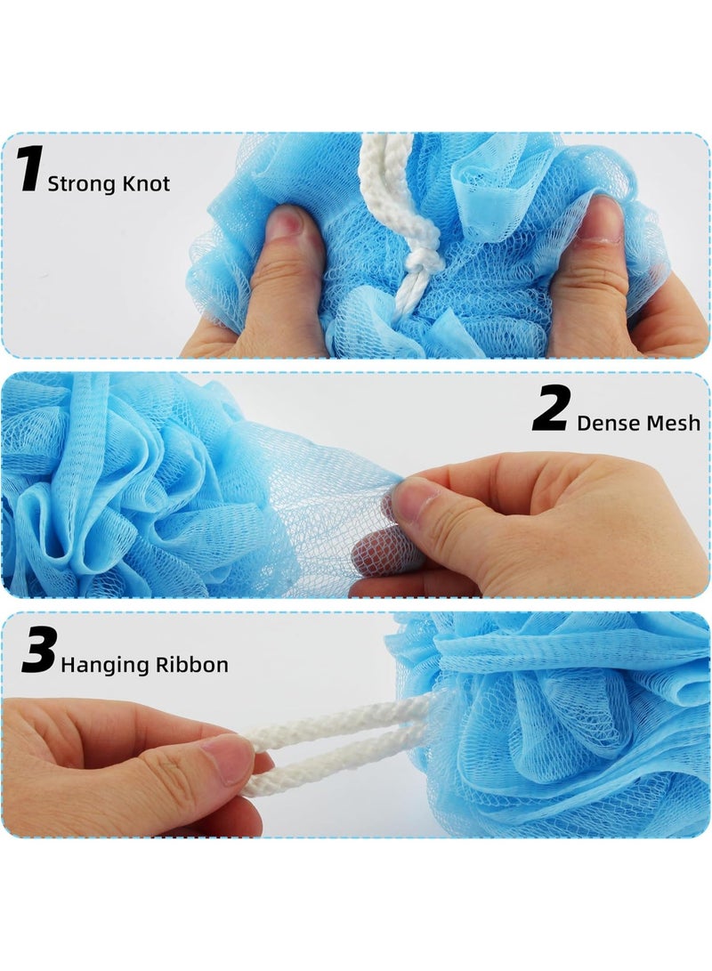 Shower Loofah Bath Sponge, 75G Loofah Exfoliating Body Scrubber, 4 Color Mesh Shower Pouf Balls for Body Wash (4 Pack) - Image 2